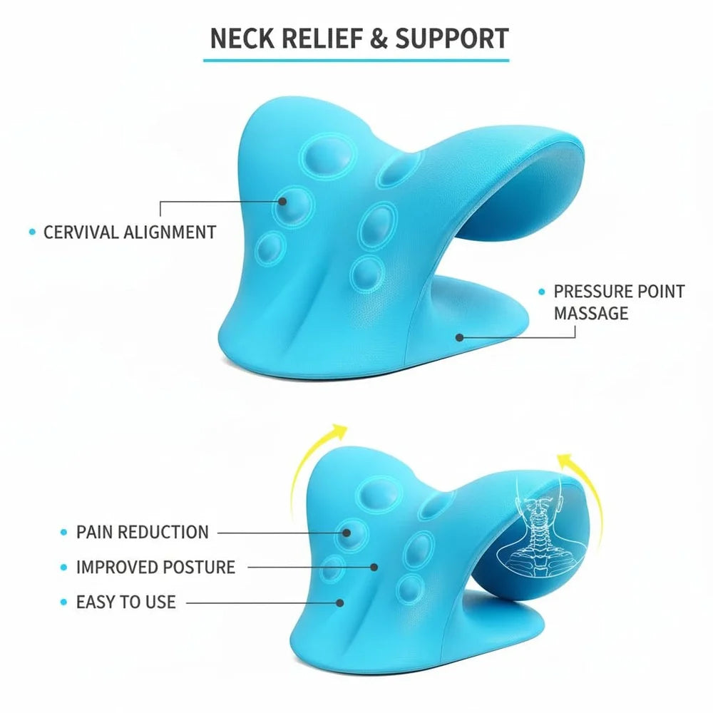 Neck Support Stretcher - Cervical Traction Device for Neck & Shoulder Pain Relief, Massage Relaxer, Acupressure Chiropractic Support (SKY BLUE)