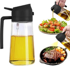 Glass Oil Sprayer and Dispenser Bottle, 500ml Capacity, 2-in-1 Design