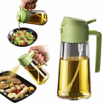 Glass Oil Sprayer and Dispenser Bottle, 500ml Capacity, 2-in-1 Design