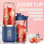 Portable Blender Electric Juicers Fruit Mixers USB Rechargeable Smoothie Mini Personal Juicer 6 Blades 3Gears With 1500 Mah Rechargeable Battery-Smoothie Food Blender