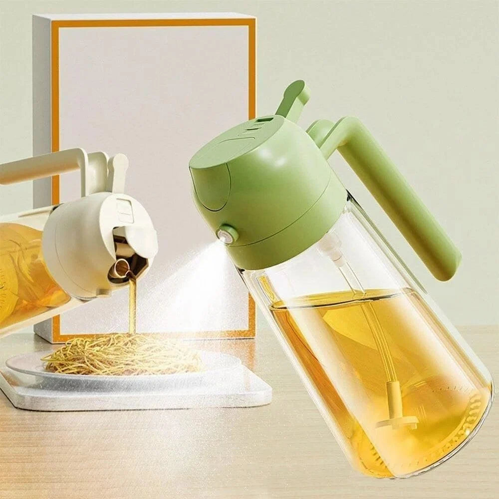 Glass Oil Sprayer and Dispenser Bottle, 500ml Capacity, 2-in-1 Design