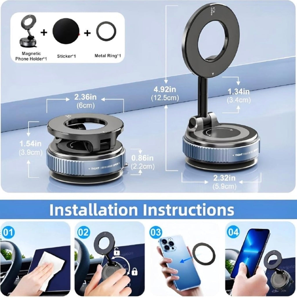 360° Vacuum Magnetic Car Phone Holder Mount