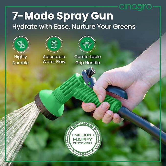 Garden Hose 7 Pattern High Pressure Garden Hose Nozzle Spray Gun, Pressure Control Valve, 360° Adjustable & Leak Proof, Gardening Washing Water Spray for Plants