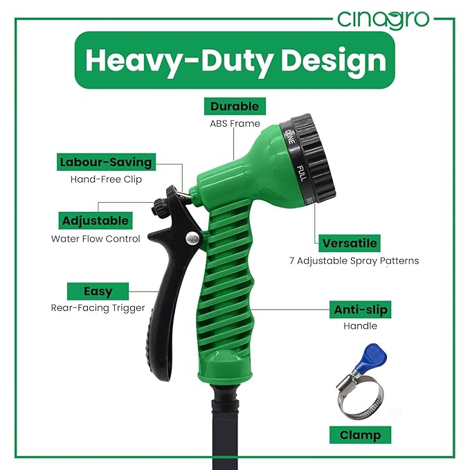 Garden Hose 7 Pattern High Pressure Garden Hose Nozzle Spray Gun, Pressure Control Valve, 360° Adjustable & Leak Proof, Gardening Washing Water Spray for Plants
