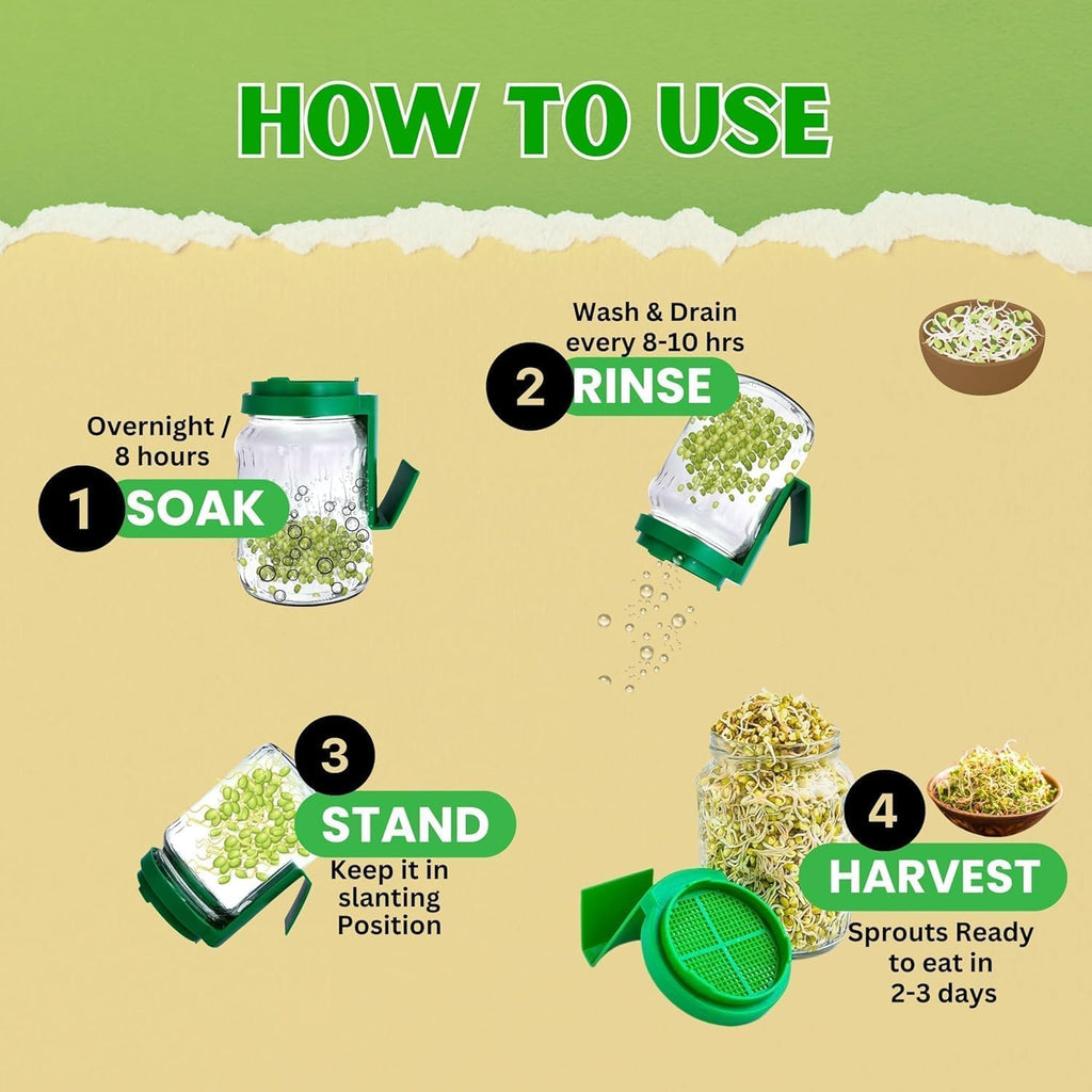 360° Rotating Sprouts Maker Jar with Stand