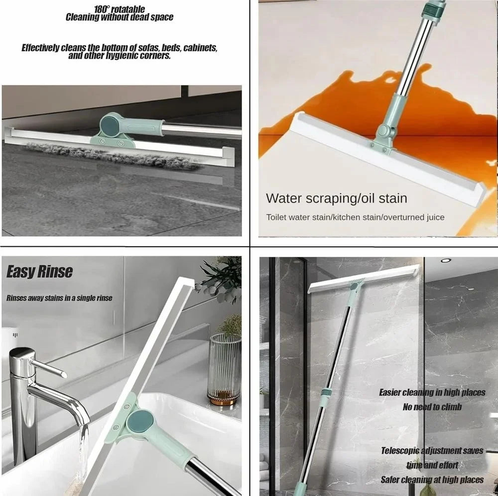 Magic Broom Sweeper for Floor Cleaning – Multifunctional Silicone Wiper Mop with Extendable Handle – Wet & Dry Use – Bathroom Floor Wiper & Window Squeegee Viper for Home