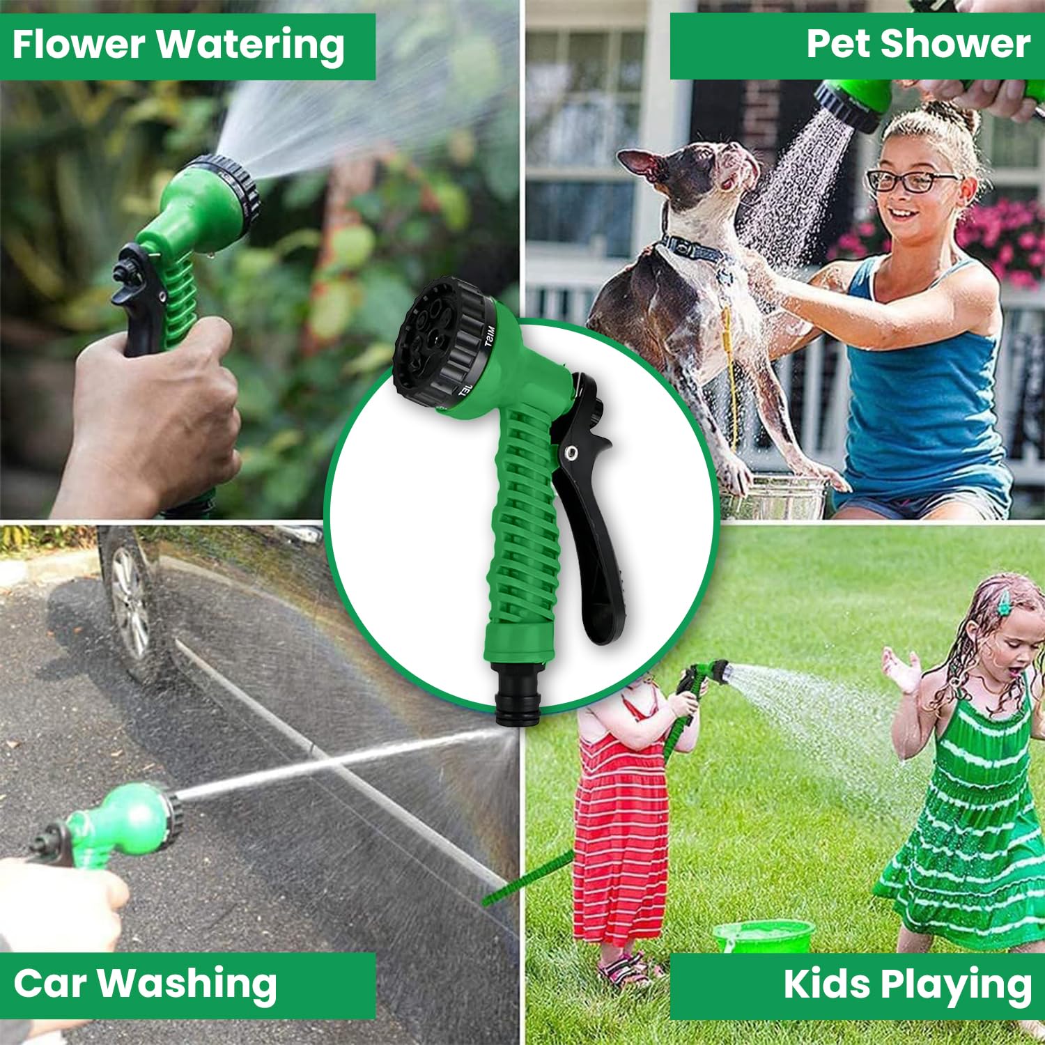 Garden Hose 7 Pattern High Pressure Garden Hose Nozzle Spray Gun, Pressure Control Valve, 360° Adjustable & Leak Proof, Gardening Washing Water Spray for Plants