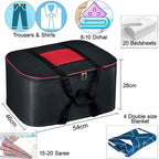 2 Pack Moisture Proof Nylon Large Size Underbed Storage Bag For Clothes (54 x 46 x 28 cm) - Black, Rectangular