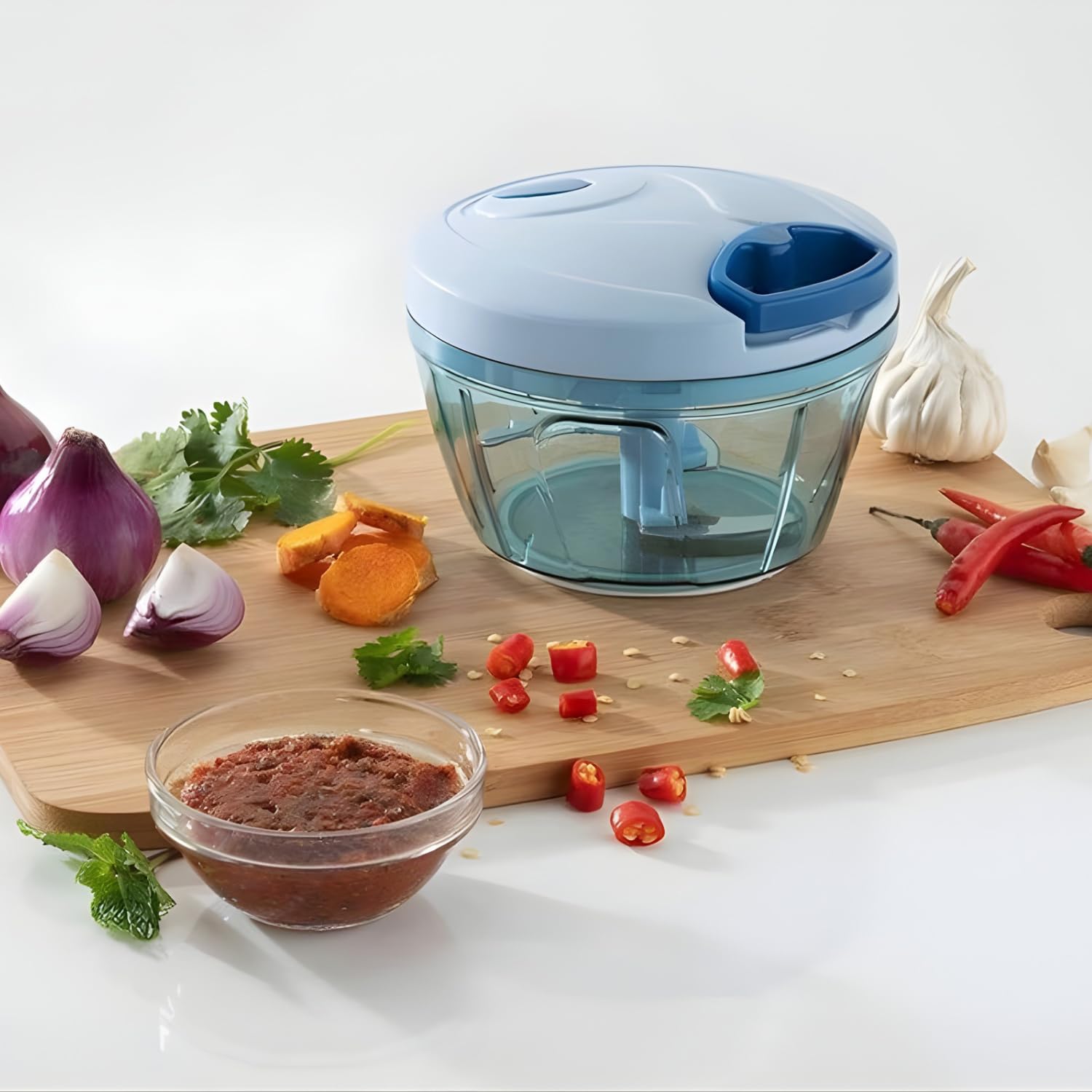 Polypropylene Mini Handy and Compact Chopper with 3 Blades for Effortlessly Chopping Vegetables and Fruits for Your Kitchen (12420, Green, 450 ml)