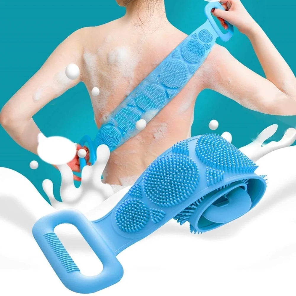 Silicone Back Scrubber Belt – Exfoliating Body Scrubber for Shower, Deep Cleaning Skin Massage Bath Brush