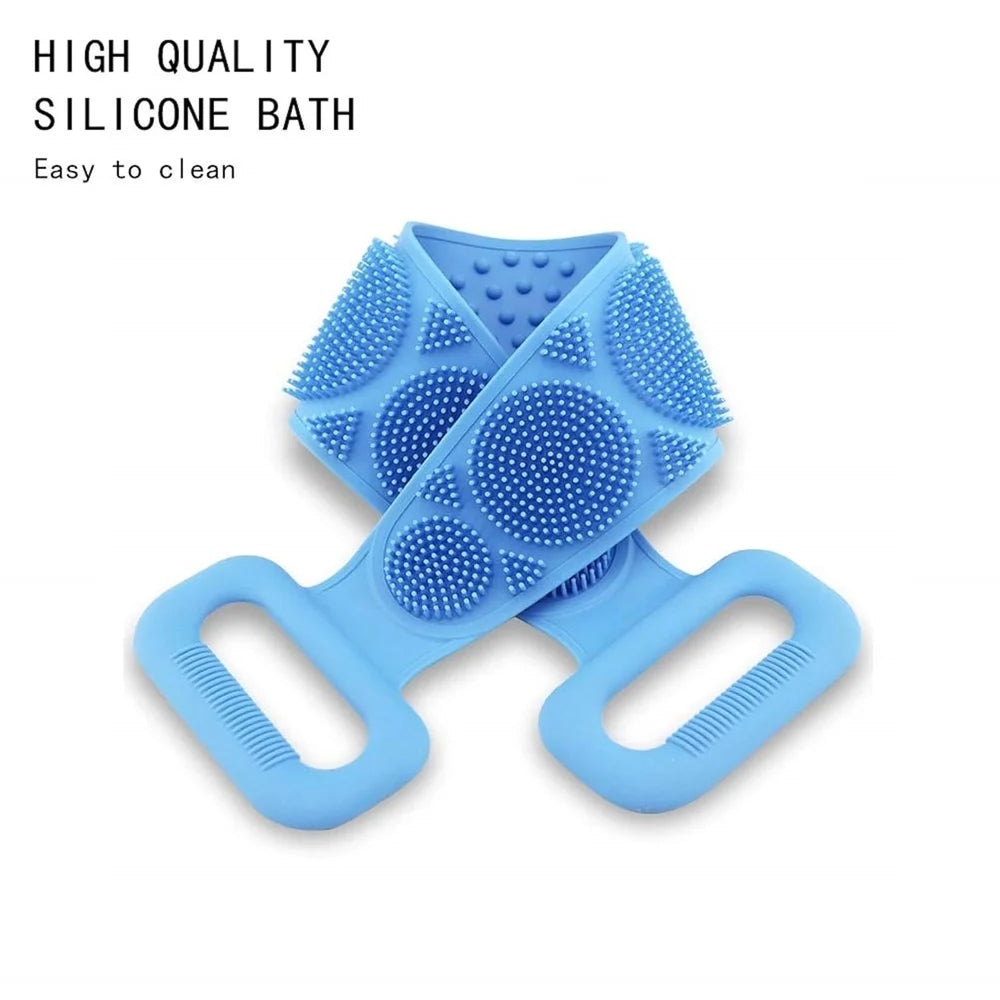 Silicone Back Scrubber Belt – Exfoliating Body Scrubber for Shower, Deep Cleaning Skin Massage Bath Brush