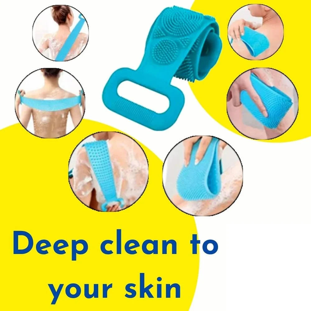 Silicone Back Scrubber Belt – Exfoliating Body Scrubber for Shower, Deep Cleaning Skin Massage Bath Brush