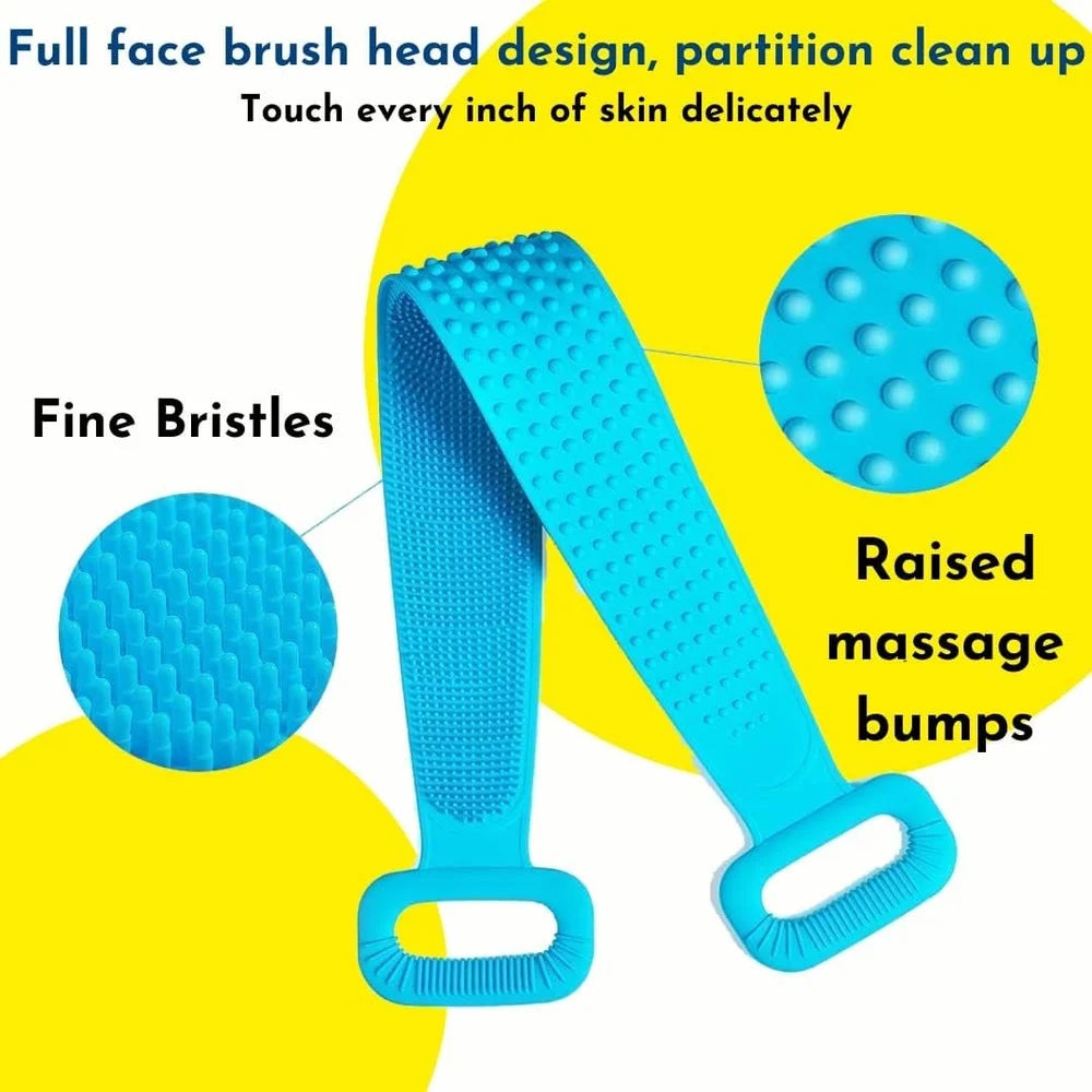 Silicone Back Scrubber Belt – Exfoliating Body Scrubber for Shower, Deep Cleaning Skin Massage Bath Brush