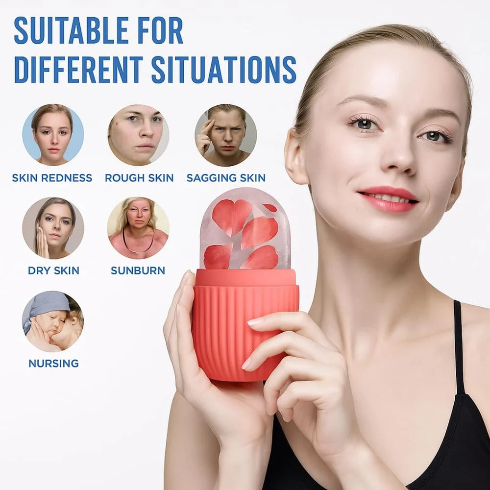 Face Ice Roller for Men & Women – Reusable & Unbreakable Face Massager for Glowing Skin, Puffy Eyes & Relaxation – Ice Cube Roller for Skin Care
